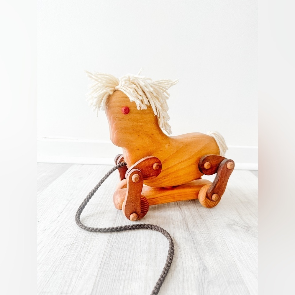 Vintage “Michaud Toys” Handcrafted Wooden Horse Pull Toy